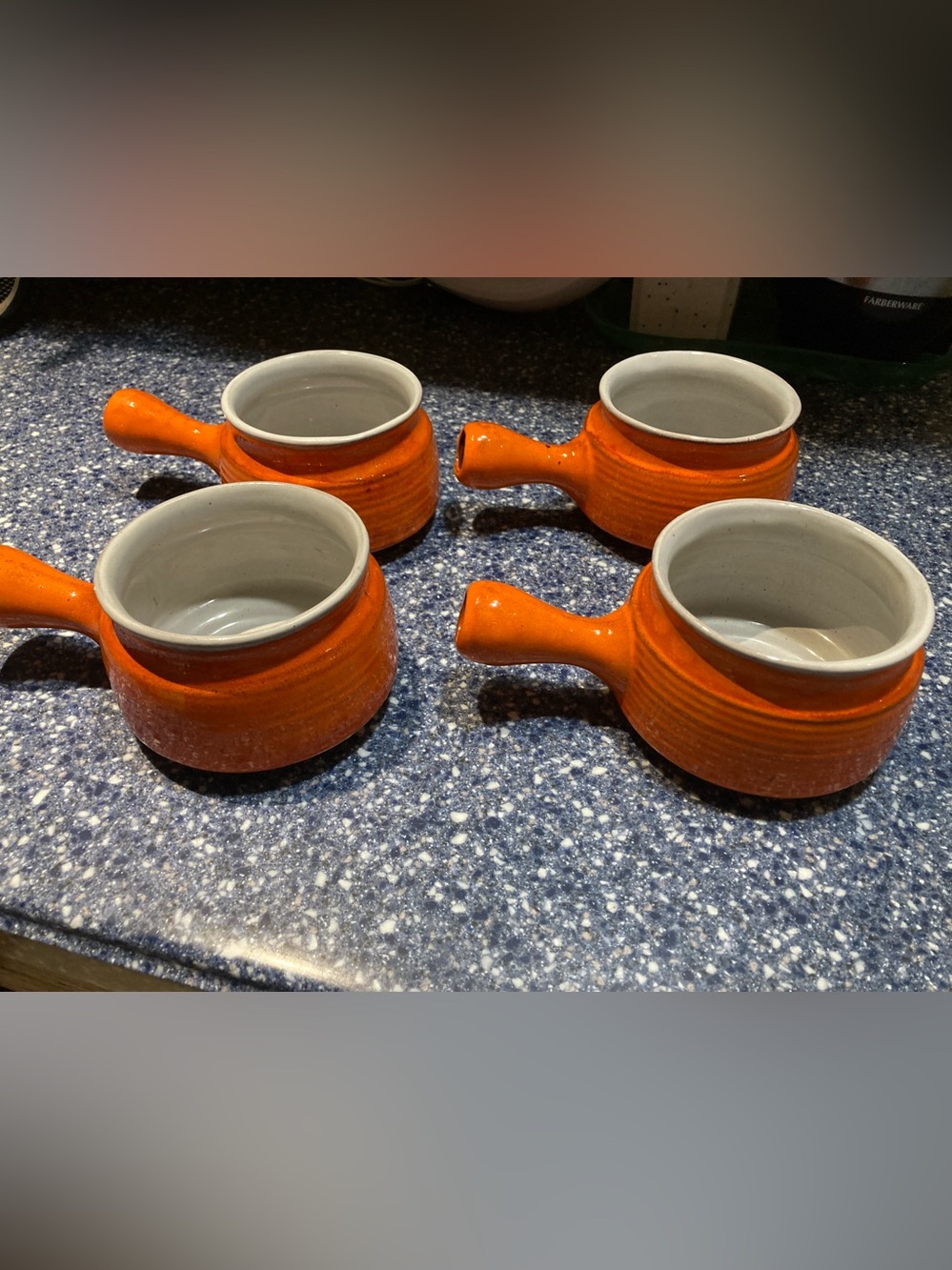 Set of Four Vintage Canadian Evangeline Terracotta Pottery Glaze Soup Bowls
$37